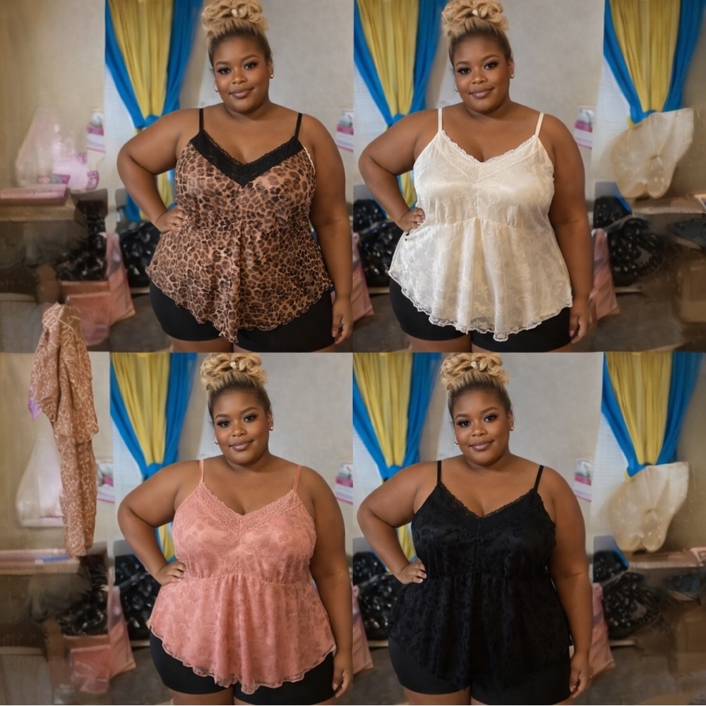 torrid Lace-Trim Plus Size Cami — Leopard, Ivory, Blush & Black